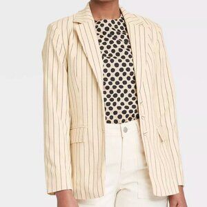 Who What Wear Cream & Navy Striped Blazer